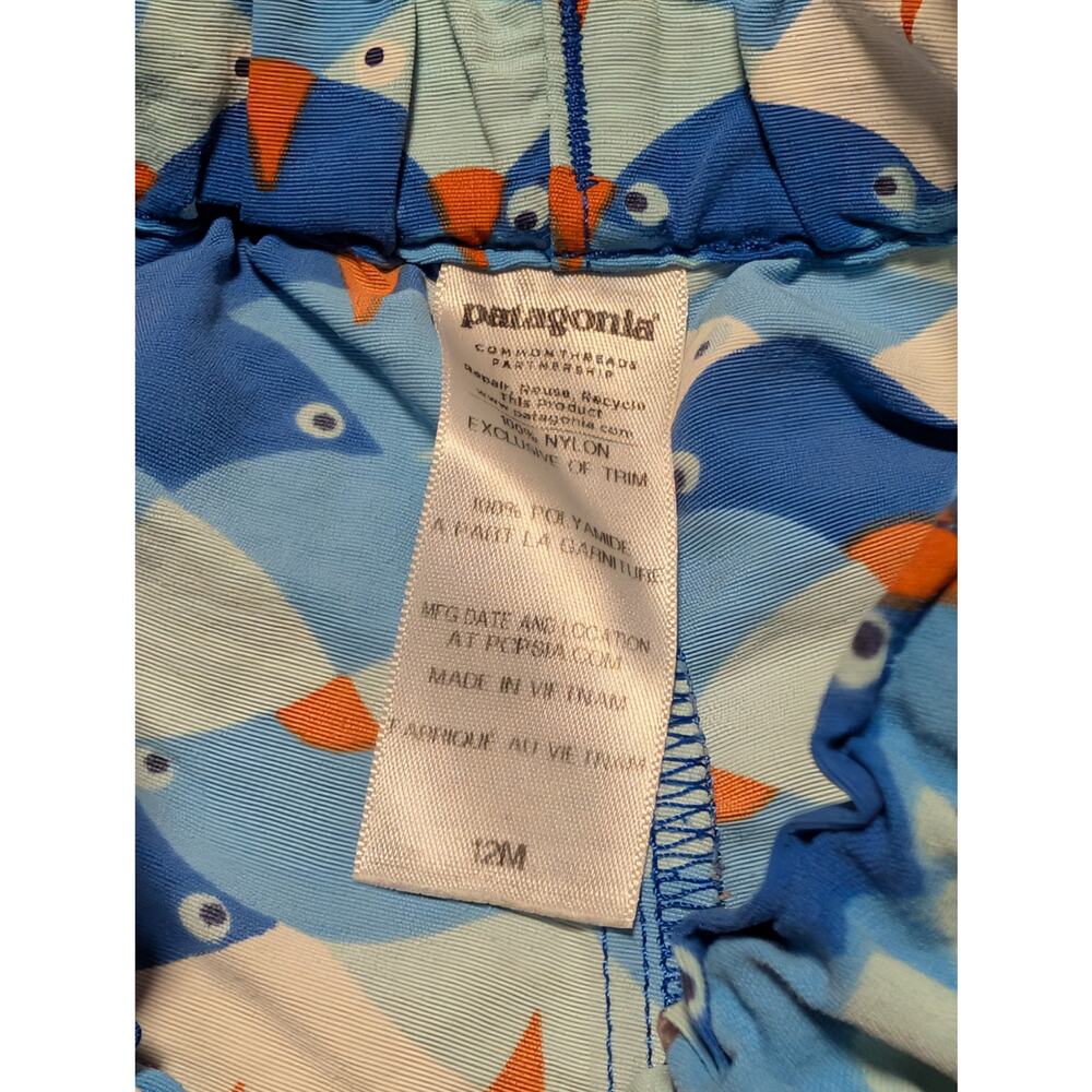 PATAGONIA BABY Boys Blue Bird pattern shorts, size 12 mos.; lightweight - Picture 4 of 6